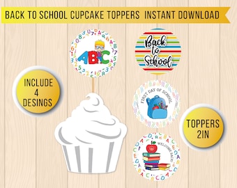 Back to school Cupcake Toppers, Schulparty-Dekor, Schulanfang-Party, Klassenzimmer-Dekor, Schule druckbare Party-Dekorationen