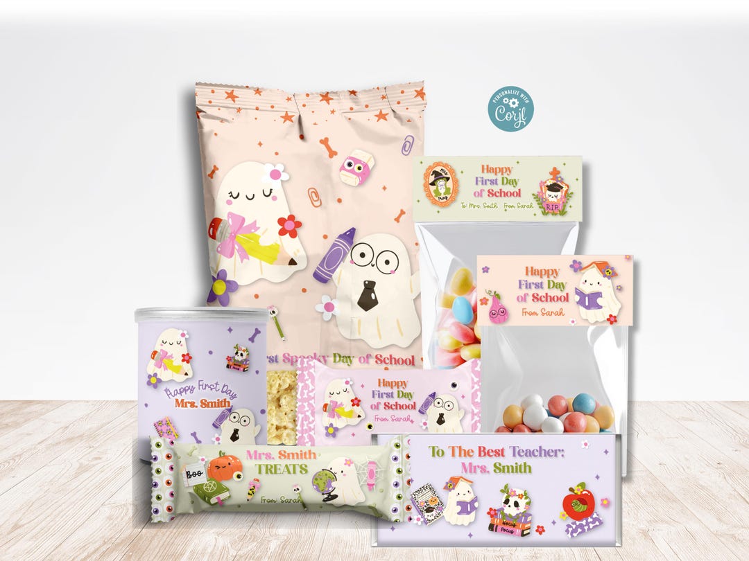 First Class Wraps Back to School Halloween Teacher Treat Bundle, Editable First Day Class ...