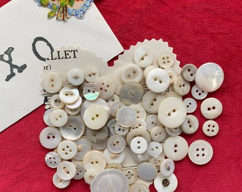 Set of 7 Wabi Sabi Buttons MOP Buttons Shell Buttons Antique Mother of Pearl Buttons