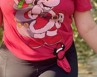 Disney inspired Holiday Christmas Santa Hat Mickey t-shirt slide clip