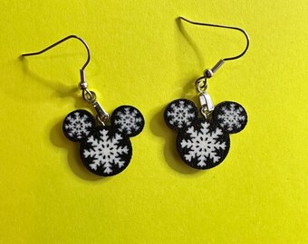 Christmas Sweater Hidden Mickey Winter Snowflake Holiday Dangle Earring