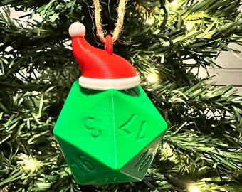 D20 Dice Christmas Holiday Ornament