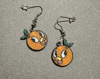 Disney Inspired Orange Bird Tiki Dangle Earrings