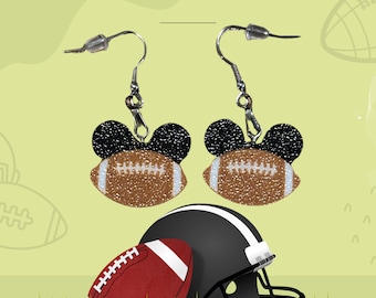 Disney Inspired Mickey Ears Football Dangle Earrings