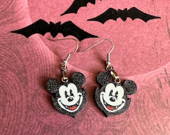 ディズニー風ミッキーマウス ハロウィン 吸血鬼 ドラキュラ ホラー イヤリング