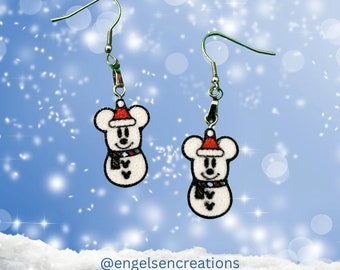 Christmas Disney Inspired Mickey Winter SnowmanHoliday Dangle Earring