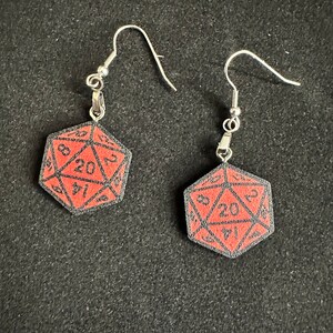Dungeons and Dragons DnD inspired D20 dice earrings
