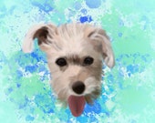 Digital dog portrait, Custom dog portrait, Colorful dog portrait, Digital cat portrait, pet portrait, digital download