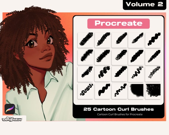 Vol 2 Procreate Curl and Loc Brushset African American Black 