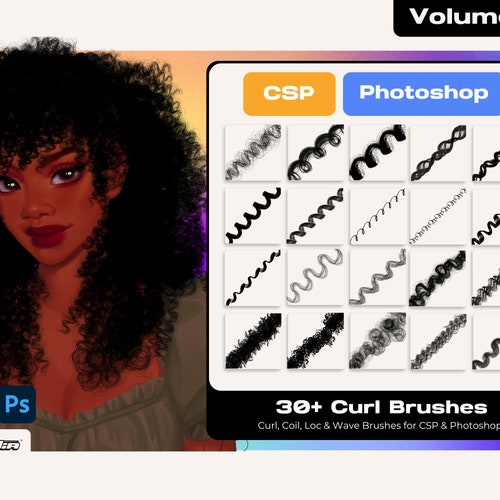 Vol 1 Clip Studio Paint Photoshop Curl Coil Kinky Wave Loc - Etsy Vol 1 Clip Studio Paint Photoshop Curl Coil Kinky Wave Loc - Etsy