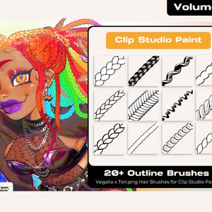 Vol 1 Clip Studio Paint Outline Curl, Braid, Twist, Loc, Texture Brush Digital Painting Anime Cartoon Comic Drawing by Vegalia & Tori.png