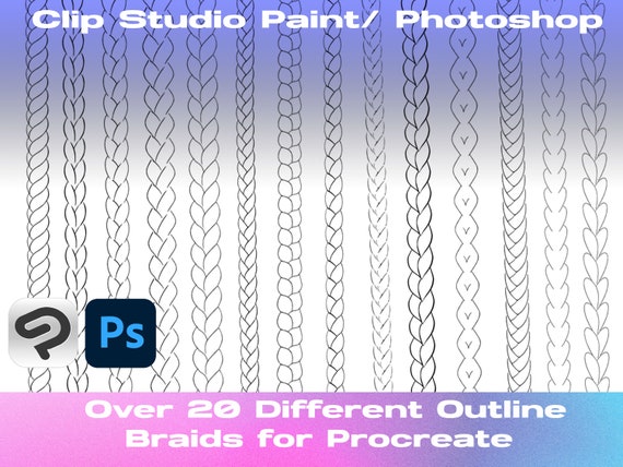 Clip Studio Paint Photoshop Braids Twists And Loc Outline Etsy