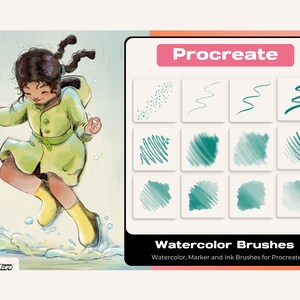 Akvarellkonst Traditionella medier Copic Wet Brush Pack för Procreate av Vegalia