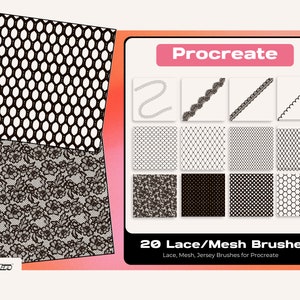 Lace, Mesh, Jersey Fashion Procreate Brushset Brush Digital Painting Anime Cartoon Comic Drawing by Vegalia