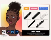 Hair Brush Mini Pack: Braid, Curl, Loc - Procreate, Photoshop (Digital Download)