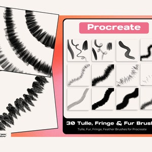 Fur Fringe Feather Tulle Procreate Brushset Brush Digital Painting Fashion Anime Cartoon Comic Drawing by Vegalia