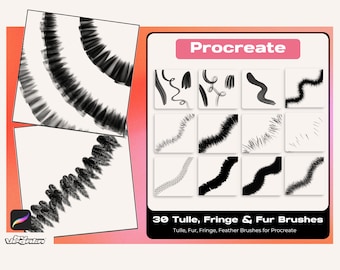 Procreate Brushset: Fur, Fringe, Feather, Tulle Brushes (Digital Download)