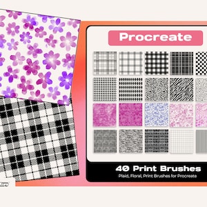 Print Fashion Procreate Brushset Brush Digital Painting Plaid, Cheetah, Floral, Zebra, Professional Anime Cartoon Comic Drawing by Vegalia