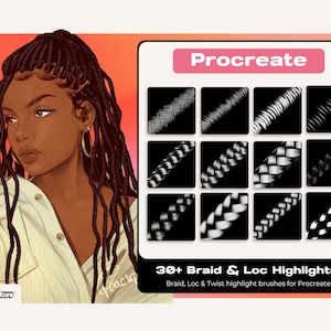 Procreate Highlight Light Braid and Loc Brushes Anime Cartoon Digital Illustration Fashion Premium By Vegalia