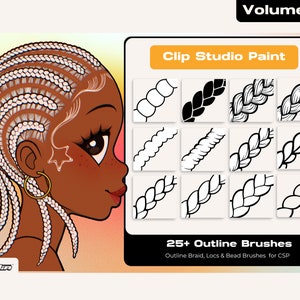 Vol 2 Clip Studio Paint Outline Side Braid Twist Loc Bead Brush by Vegalia