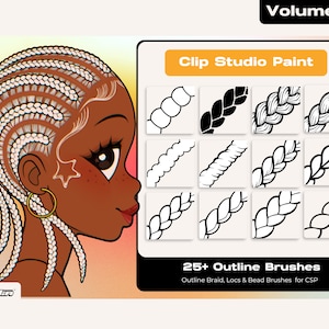 Vol 2 Clip Studio Paint Outline Side Braid Twist Loc Bead Brush by Vegalia