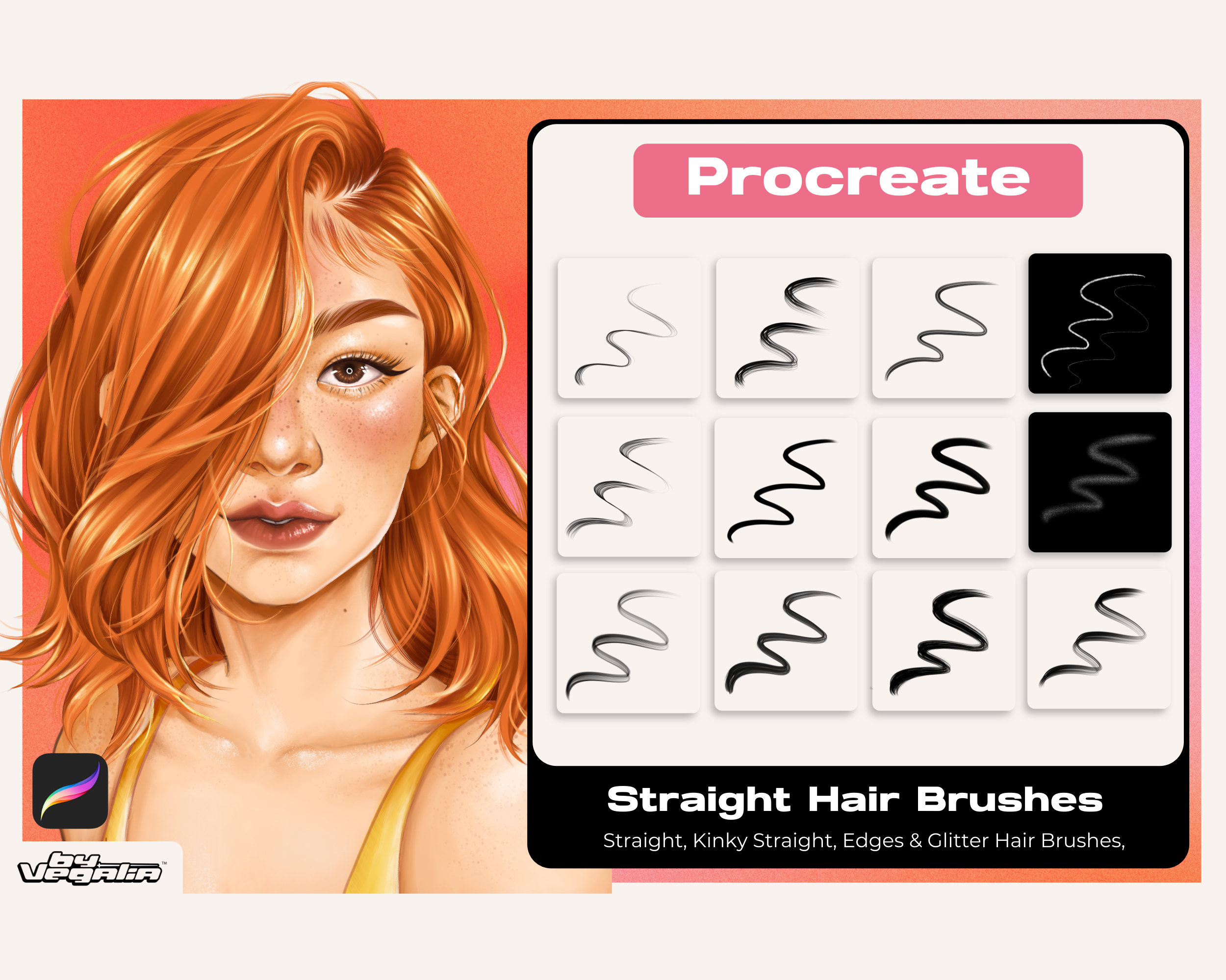 Vol 2 Procreate Curl and Loc Brushset African American Black
