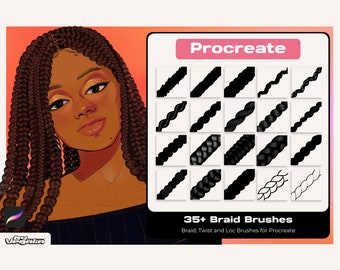 Procreate Braids, Twists, Locs Brush, Realistic Braid Brush , Hair Brush , Anime Cartoon Digital Illustration Fashion Premium By Vegalia