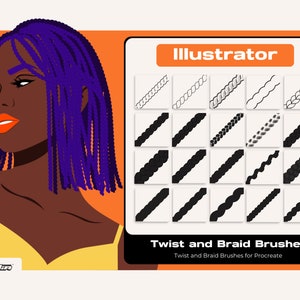 Illustrator Outline Braid, and Twist Brush Digital Painting Anime Cartoon Comic Drawing by Vegalia