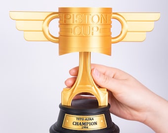 20 cm Cars Piston Cup, Custom Piston Cup Trophy, Golden Color, 20 cm Height