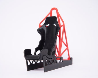 Rally Desk Phone Holder, Recaro Seat, Suitable for All Models, Black and Red Color, 14 cm Height, Room & Desktop Decor, Desk Accessories