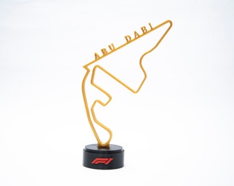 24 cm F1 Track Circuit, Spanish Version, Standing Circuit, Gold and Black Color, 24 cm Height, Room Decor, Display Shelf