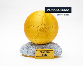 15 cm Balón de Oro, Trofeo Personalizado Balón de Oro, Color Dorado y Plateado, Altura 15 cm