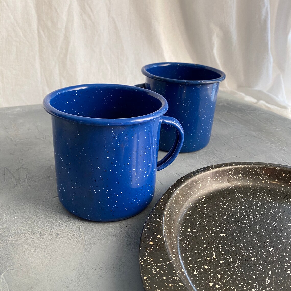 Blue Enamel Camping Speckled Enamelware Coffee Cups / camping Etsy