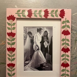 Marco floral pintado a mano: regalo de boda personalizado (foto de 4x6 o 6x8)