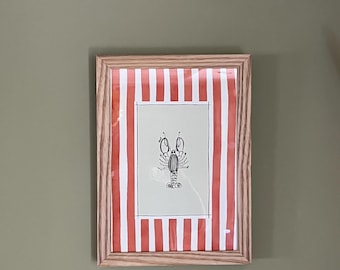 Lobster Line Art Print: Pale Red Stripe, Tasteful Decor
