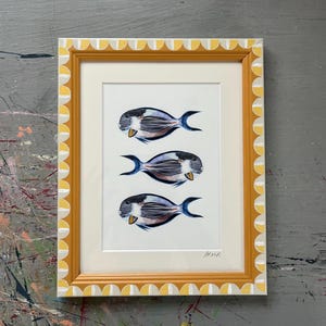 Scalloped Picture Frame | Artful Art Gift | Framed Art | Painted Frames | Handpainted Gift | Decorative Decor | Beach Decor