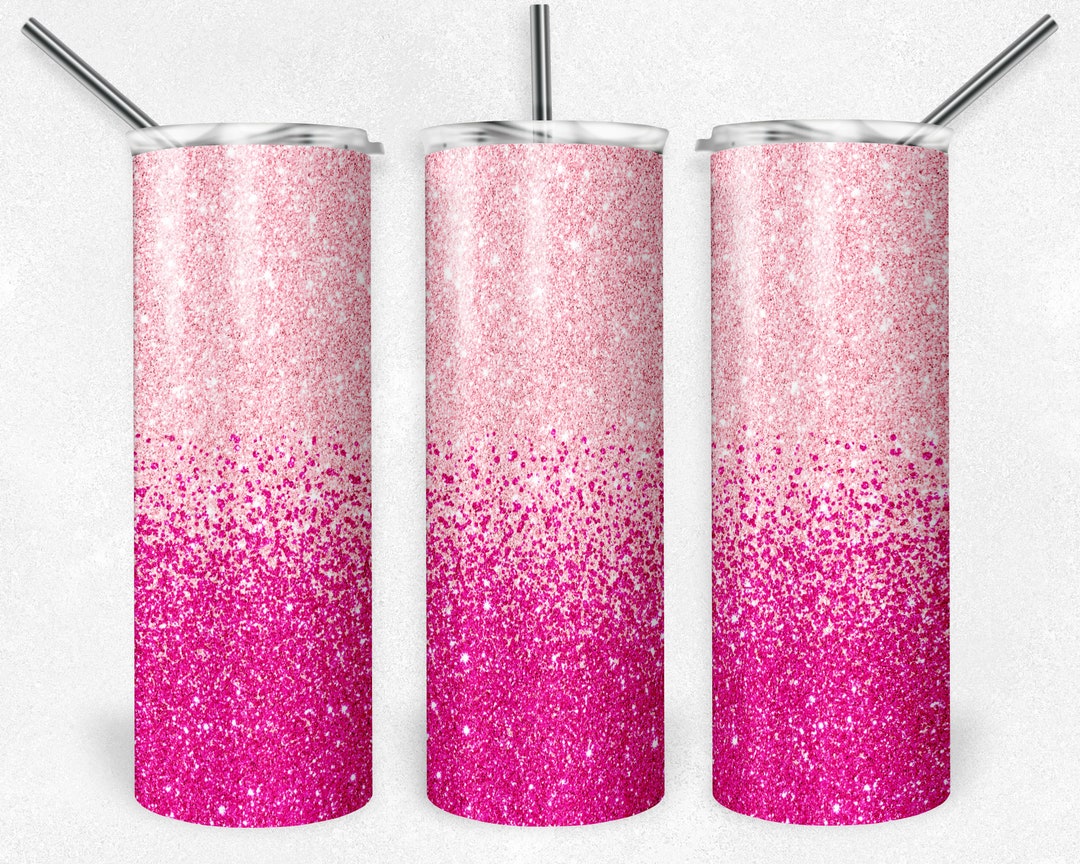 20 Oz Skinny Tumbler Sublimation Design Template Glitter Ombre Hot Pink ...