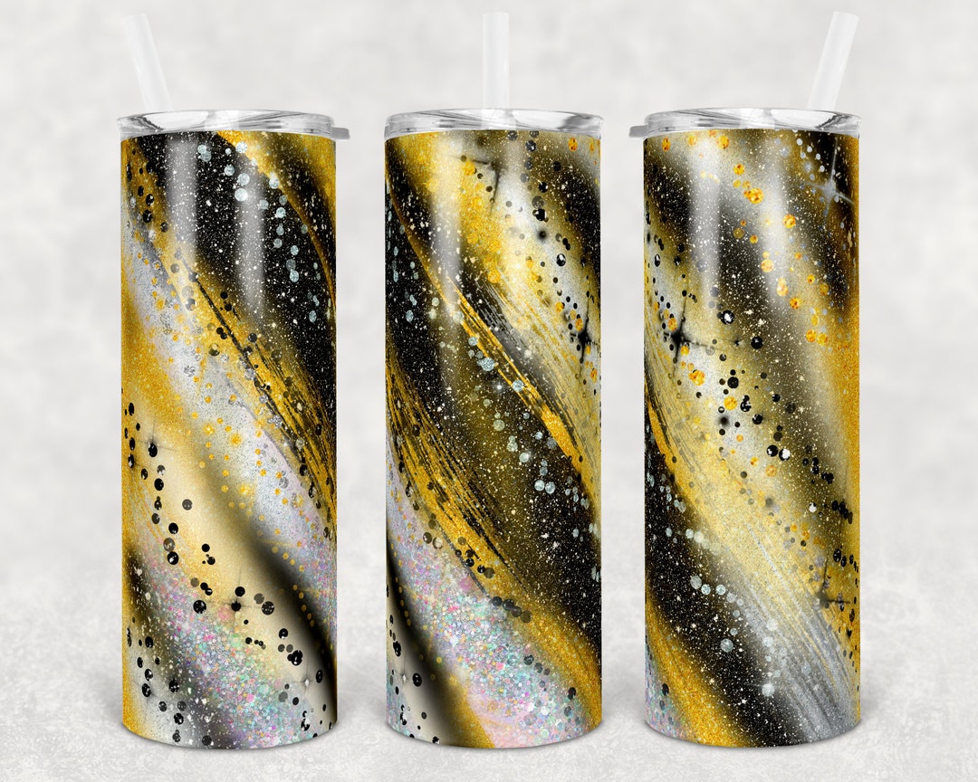 20 Oz Skinny Tumbler Sublimation Template Agate Milky Way Glitter Gold ...