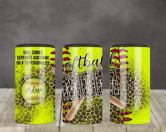 Sublimation Regular 4 in 1 Can Cooler Design Sports Softball Mom Sublimation Design Digital Download PNG Instant DIGITAL Leopard Sports