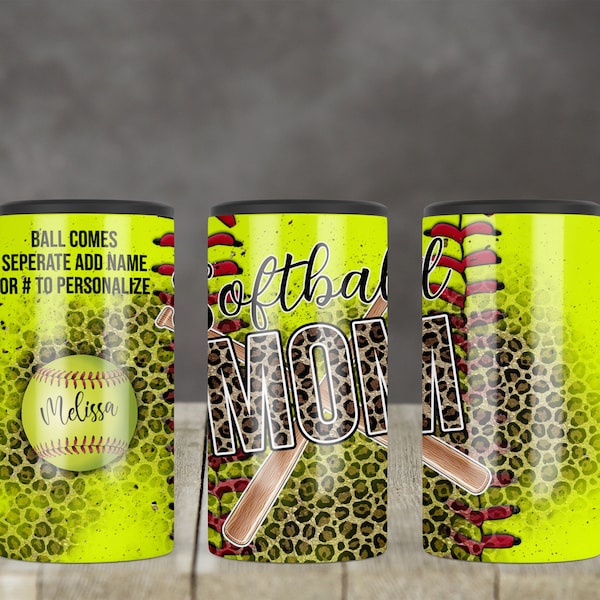 Sublimation Regular 4 in 1 Can Cooler Design Sports Softball Mom Sublimation Design Digital Download PNG Instant DIGITAL Leopard Sports