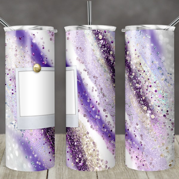 20 oz Skinny Tumbler Sublimation Template Agate Milky Way Lavender Purple 1 Photo Straight Design Digital Download PNG tumblers Tamara