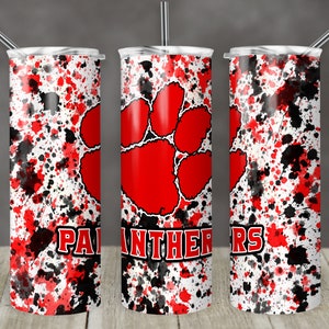 20 Unzen Skinny Tumbler Sublimation Design Vorlage Rot Schwarz Panther Power Wash Gerades Design Digitaler Download PNG