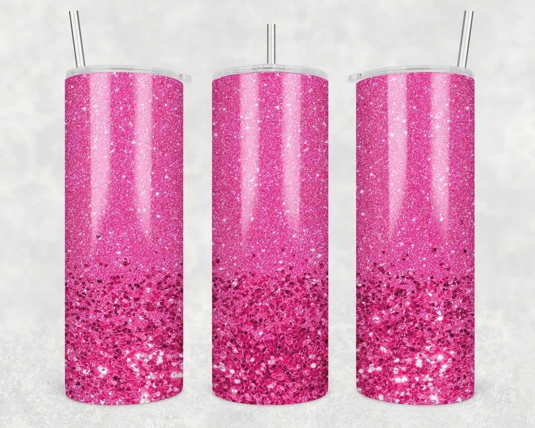 20 Oz Skinny Tumbler Sublimation Design Template Glitter Ombre Pink ...