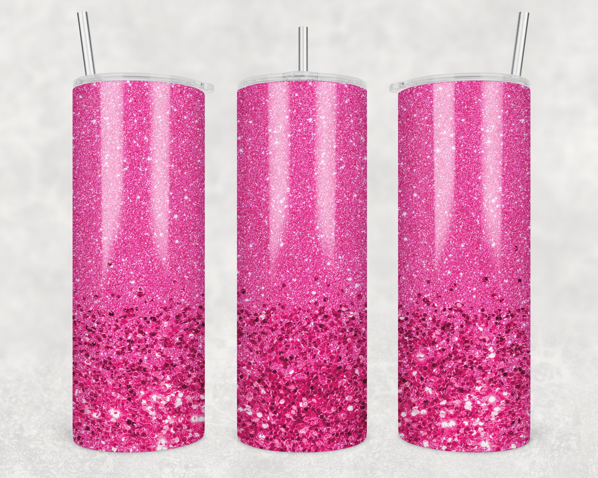 20 Oz Skinny Tumbler Sublimation Design Template Glitter Ombre Pink ...