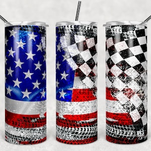 20 oz Skinny Tumbler Sublimation Design Racing Checkered Flag Patriotic flag Racing Tumbler Digital Download PNG Instant DIGITAL ONLY