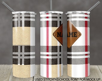 20 oz Skinny Tumbler Sublimation Design Vorlage Flanell Plaid blanko und mit Aufnäher Digital Download PNG Instant DIGITAL ONLY