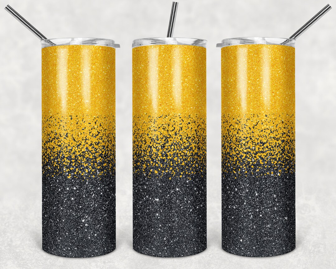 20 Oz Skinny Tumbler Sublimation Design Template Glitter Ombre Mustard ...