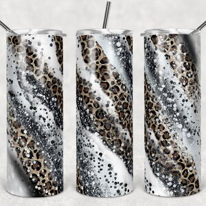 20 oz Skinny Tumbler Sublimation Template Agate Milky Way Black Gold Leopard Straight Design Digital Download PNG tumblers Tamara