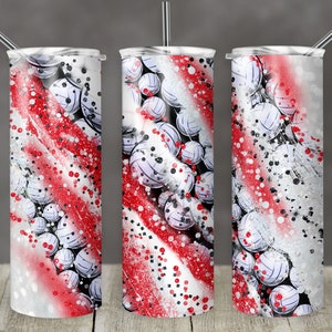 20 oz Skinny Tumbler Sublimation Template Milky Way Volleyball Red White Straight Design Digital Download PNG
