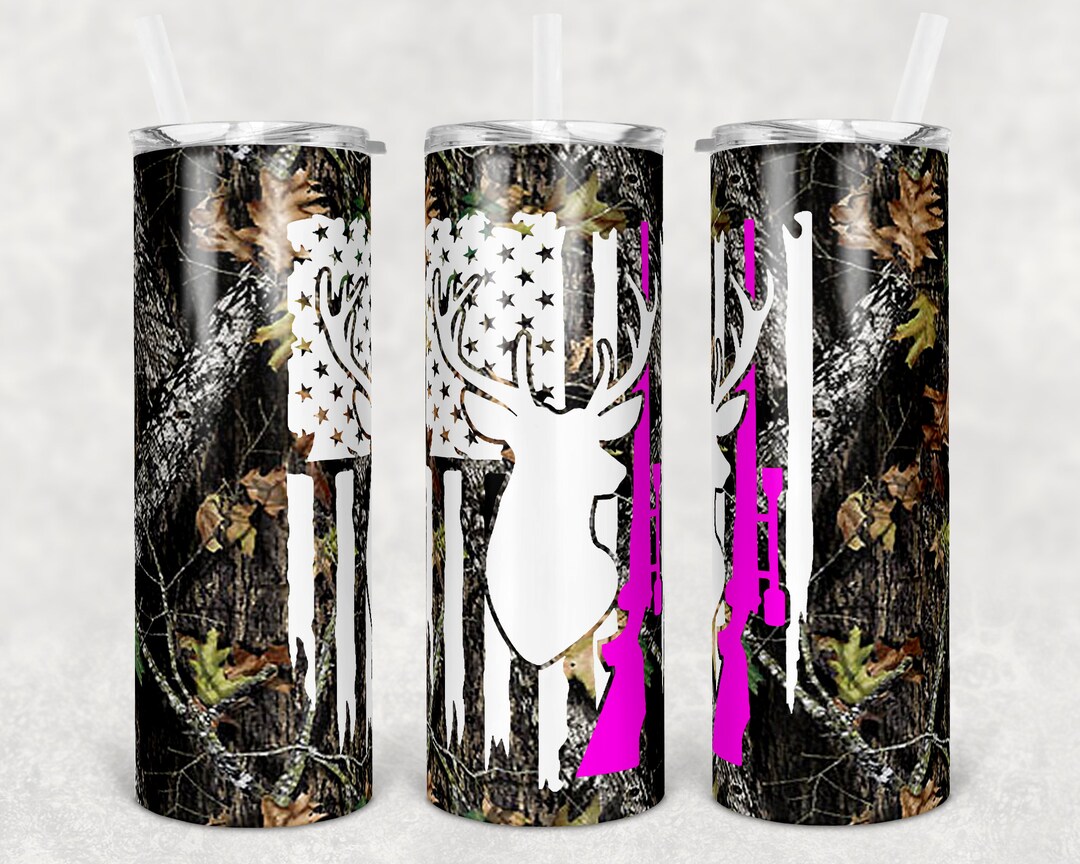 20 Oz Skinny Tumbler Deer Hunting Pink Gun Sublimation Design Digital ...